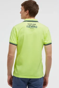 Poloshirt Kurzarm mit Logo-Applikationen neon lime