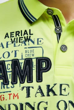 Poloshirt Kurzarm mit Logo-Applikationen neon lime