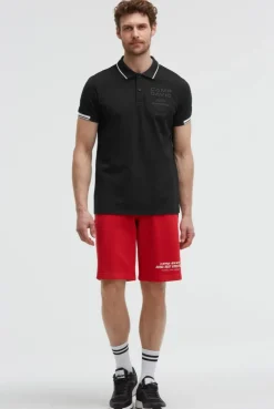 Poloshirt Kurzarm mit Rücken-Artwork black