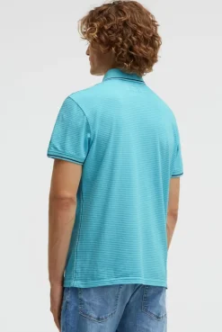 Poloshirt Kurzarm mit Struktur-Details aqua