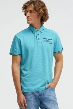 Poloshirt Kurzarm mit Struktur-Details aqua