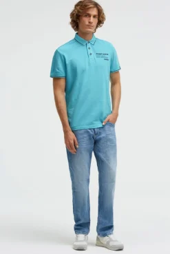 Poloshirt Kurzarm mit Struktur-Details aqua