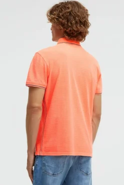 Poloshirt Kurzarm mit Struktur-Details neon flame