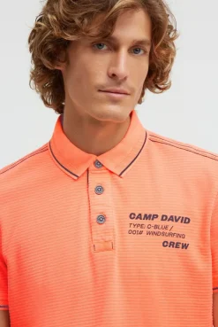Poloshirt Kurzarm mit Struktur-Details neon flame