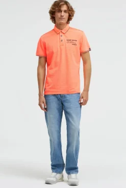 Poloshirt Kurzarm mit Struktur-Details neon flame