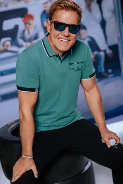 Poloshirt mit Backprint petrol green