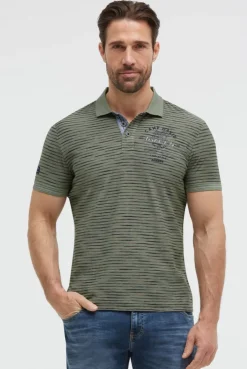 Poloshirt mit Multicolor-Streifen und Back-Artwork green olive