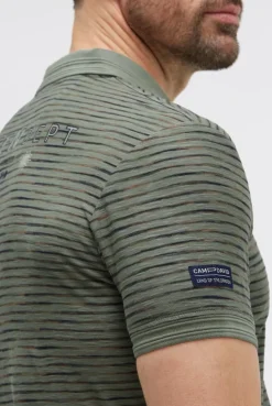 Poloshirt mit Multicolor-Streifen und Back-Artwork green olive
