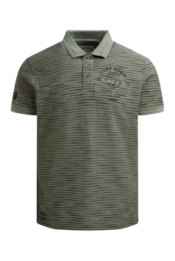 Poloshirt mit Multicolor-Streifen und Back-Artwork green olive
