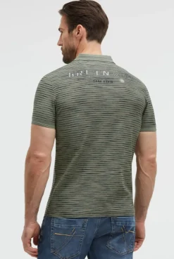 Poloshirt mit Multicolor-Streifen und Back-Artwork green olive