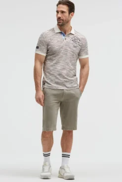 Poloshirt mit Multicolor-Streifen und Back - Artwork ivory