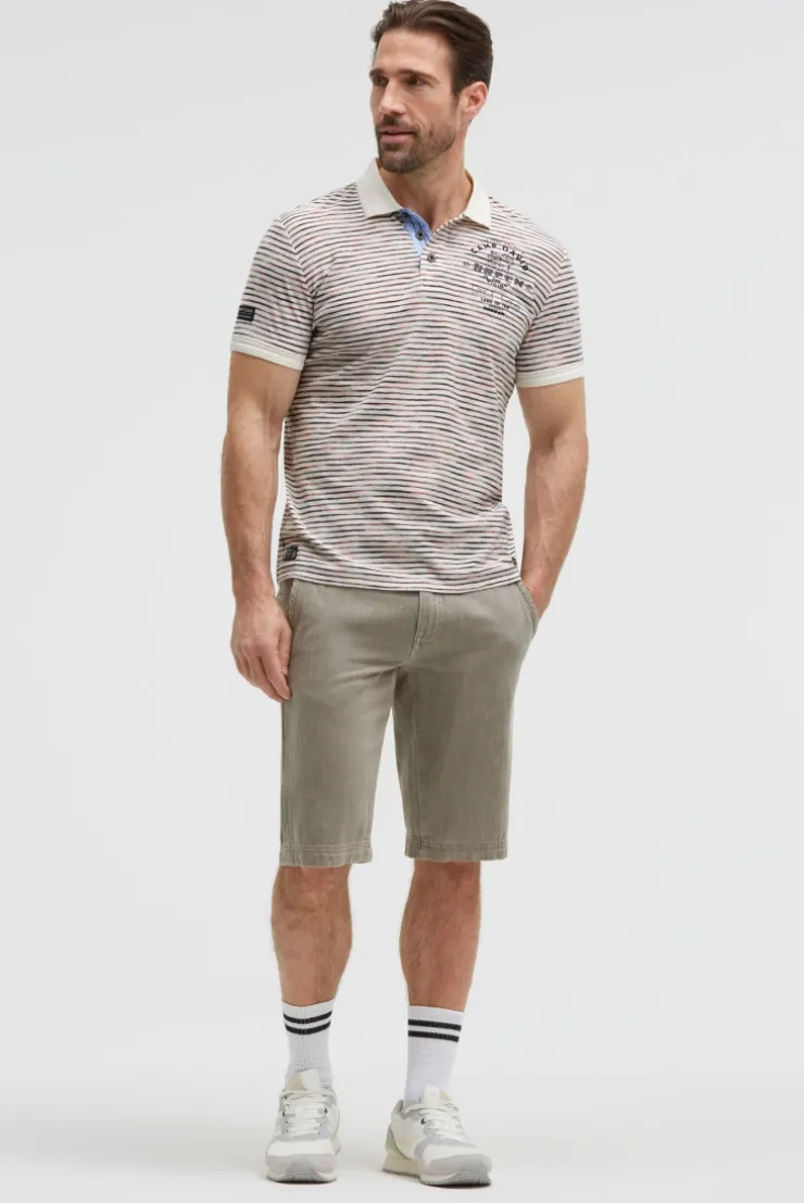 Poloshirt mit Multicolor-Streifen und Back - Artwork ivory