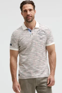Poloshirt mit Multicolor-Streifen und Back - Artwork ivory