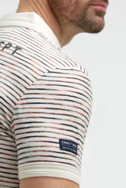 Poloshirt mit Multicolor-Streifen und Back - Artwork ivory