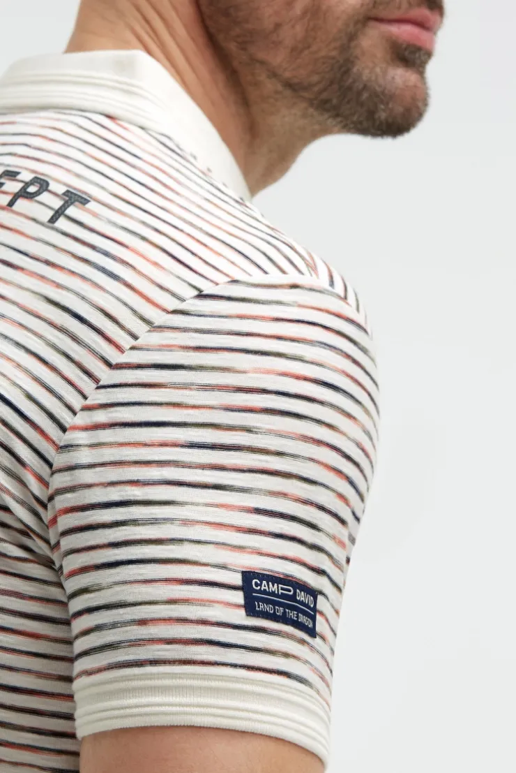 Poloshirt mit Multicolor-Streifen und Back - Artwork ivory