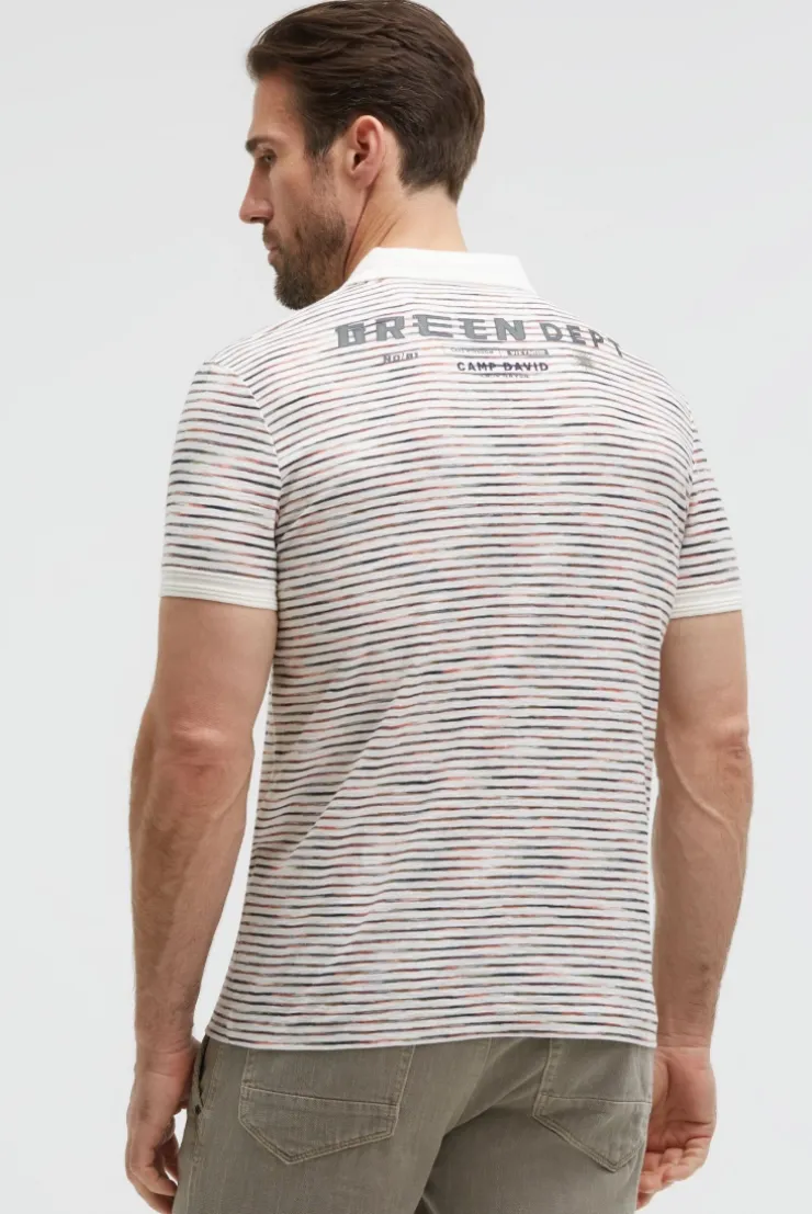 Poloshirt mit Multicolor-Streifen und Back - Artwork ivory