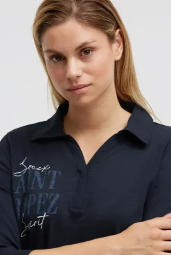 Poloshirt mit Prints und Gummizugsaum blue navy