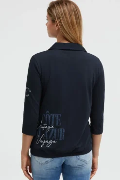 Poloshirt mit Prints und Gummizugsaum blue navy