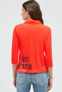 Poloshirt mit Prints und Gummizugsaum red neon