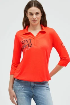 Poloshirt mit Prints und Gummizugsaum red neon