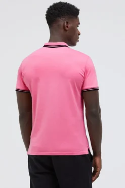 Poloshirt mit Streifen-Tippings summer pink