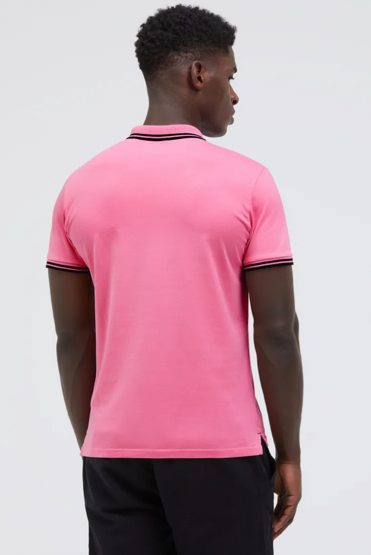 Poloshirt mit Streifen-Tippings summer pink