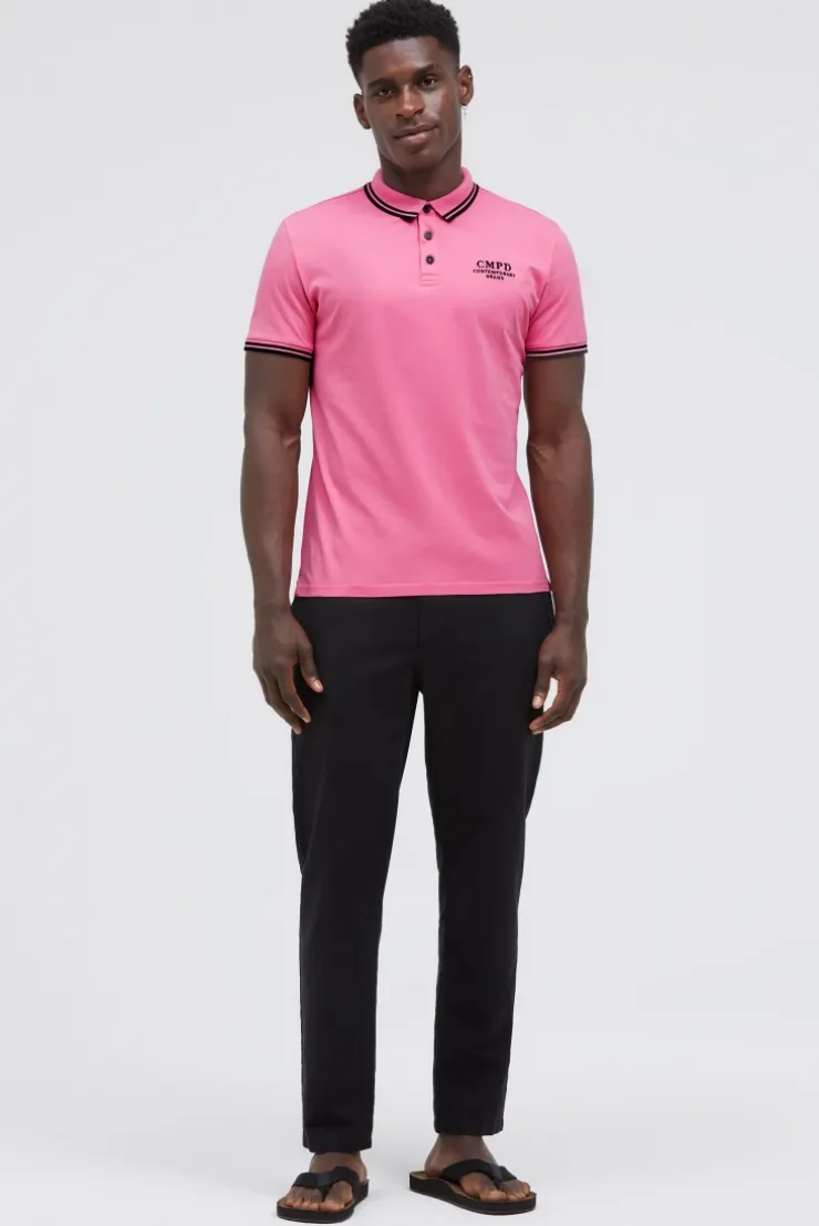 Poloshirt mit Streifen-Tippings summer pink