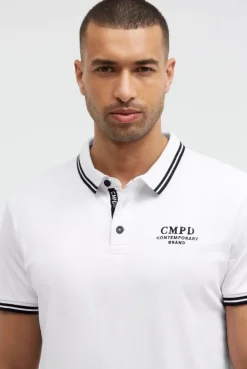 Poloshirt mit Streifen-Tippings opticwhite