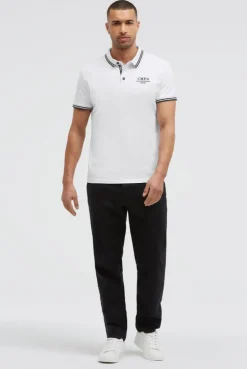 Poloshirt mit Streifen-Tippings opticwhite