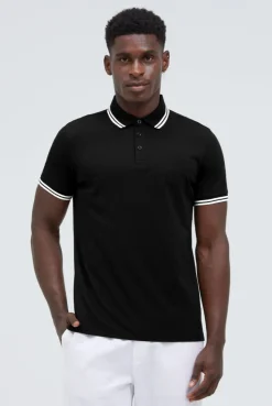 Poloshirt mit Streifen-Tippings black