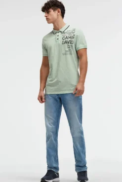Poloshirt mit Vintage Prints faded mint