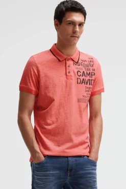 Poloshirt mit Vintage Prints wild salmon