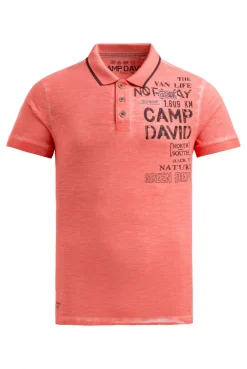 Poloshirt mit Vintage Prints wild salmon