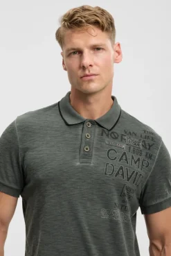 Poloshirt mit Vintage Prints dusty green