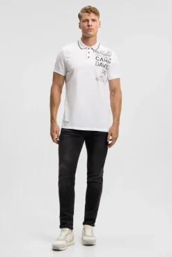 Poloshirt mit Vintage Prints offwhite