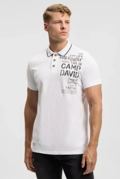Poloshirt mit Vintage Prints offwhite