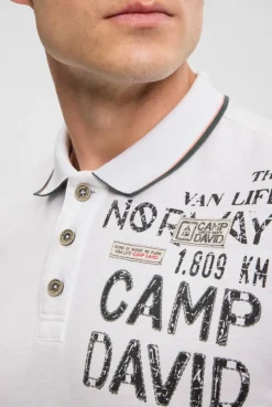 Poloshirt mit Vintage Prints offwhite