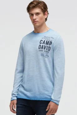 Pullover Inside Oil Dyed mit Logo Print electric sky