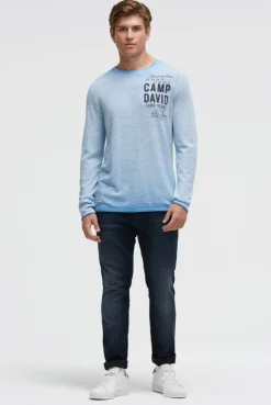 Pullover Inside Oil Dyed mit Logo Print electric sky