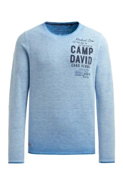 Pullover Inside Oil Dyed mit Logo Print electric sky