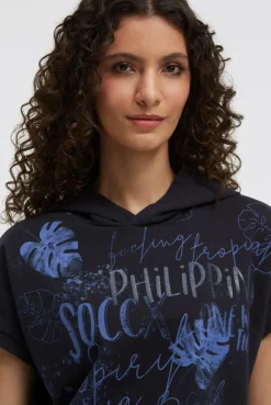 Ärmelloser-Hoodie mit All Over Print blue navy