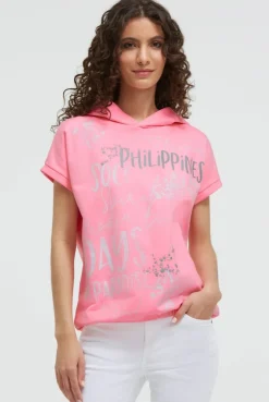 Ärmelloser-Hoodie mit All Over Print neon pink