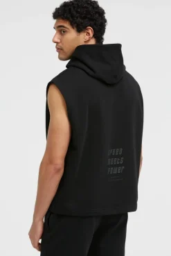 Ärmelloser Hoodie mit Label Prints black