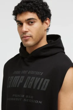 Ärmelloser Hoodie mit Label Prints black