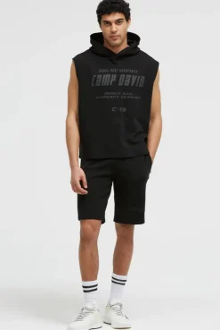 Ärmelloser Hoodie mit Label Prints black