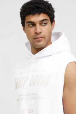 Ärmelloser Hoodie mit Label Prints opticwhite