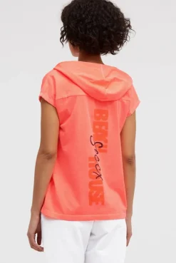 Ärmelloses Hoodie-Shirt mit Rückenprint neon coral