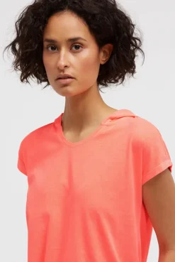 Ärmelloses Hoodie-Shirt mit Rückenprint neon coral