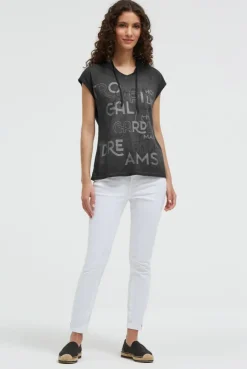 Ärmelloses Kapuzenshirt mit Wording Print black