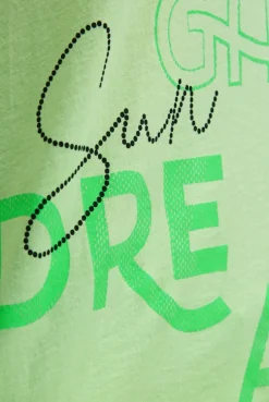 Ärmelloses Kapuzenshirt mit Wording Print neon green